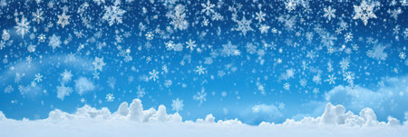 Seamless blue Christmas background with falling snowの素材