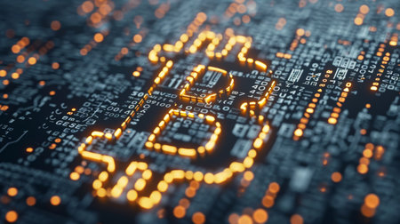 Bitcoin Symbol in Binary Codeの素材