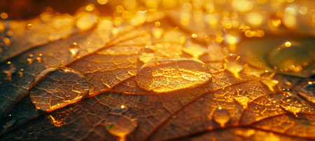 Capturing Autumn's Beauty, Close-Up Raindrops on Fall Foliageの素材