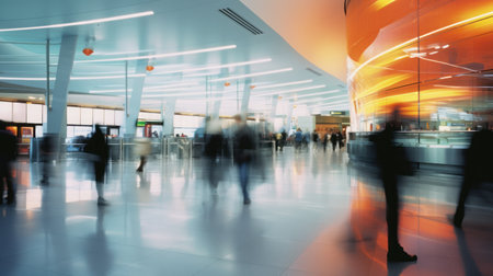 Busy Airport Terminal Long Exposureの素材