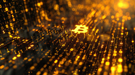 Bitcoin Symbol in Binary Codeの素材