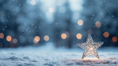Christmas Winter Scene with Dreamy Bokeh and Snowの素材