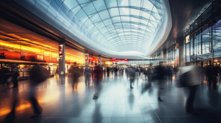Busy Airport Terminal Long Exposureの素材
