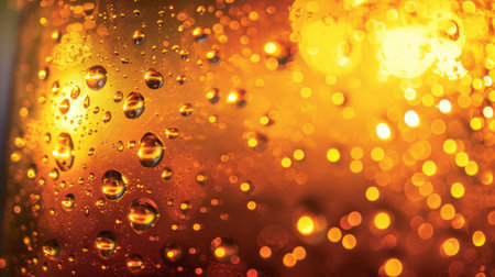 Saturated Beer Glass, Colorful Droplets in Dark Orangeの素材