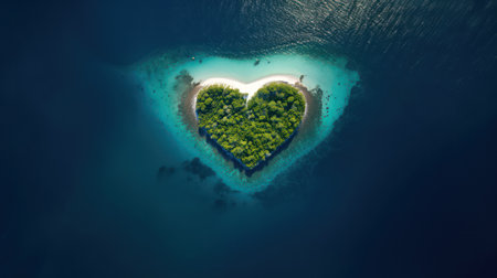Lonely Heart-Shaped Island Surrounded by the Oceanの素材