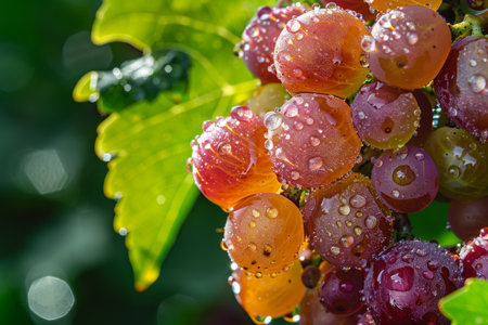 Glistening Raindrops on Grapes, Soft Afternoon Glowの素材