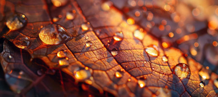 Capturing Autumn's Beauty, Close-Up Raindrops on Fall Foliageの素材