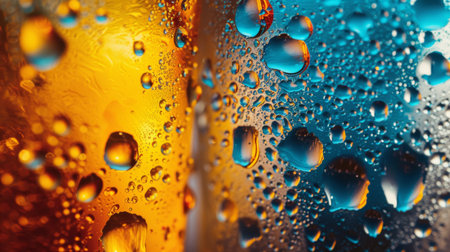 Saturated Beer Glass, Colorful Droplets in Dark Orangeの素材