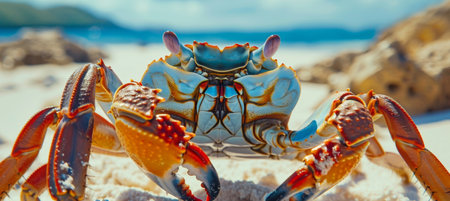 Intriguing Crab Close-Up, Coastal Delights Unveiledの素材