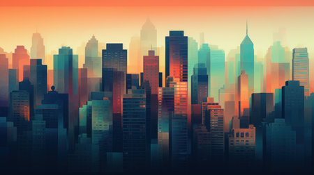Urban Cityscape in Risography Styleの素材