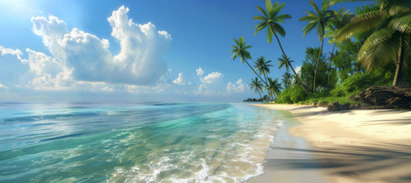 Tranquil Tropical Beach, Golden Sands & Turquoise Watersの素材