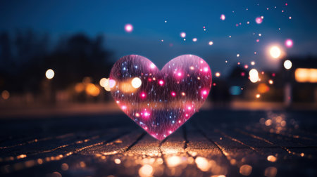 Minimalist Heart-Shaped Light Image with Colorful Light Streaksの素材