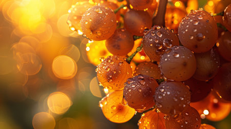 Glistening Raindrops on Sunlit Grapesの素材