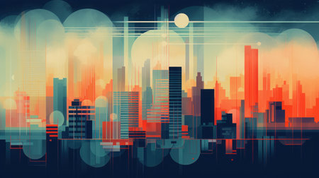Urban Cityscape in Risography Styleの素材