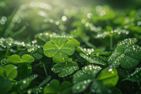 Vibrant Clover Leaf, Symbol of Luck and Beautyの素材