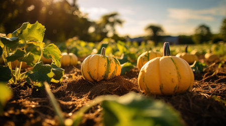 Autumn Harvest: Fresh Pumpkins on Farmの素材