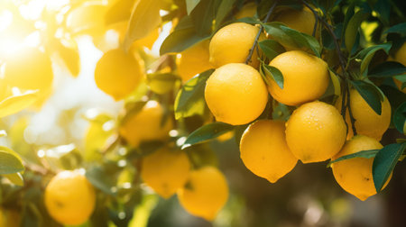 Fresh Lemons on a Treeの素材