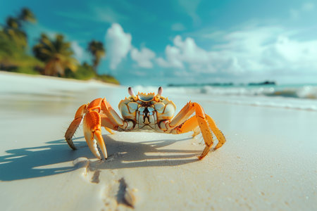 Intriguing Crab Close-Up, Coastal Delights Unveiledの素材