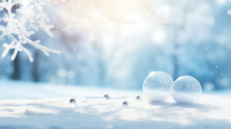 Christmas Winter Scene with Dreamy Bokeh and Snowの素材