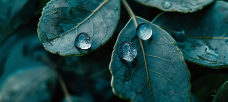 Nature's Jewels, Pristine Water Droplets on Leafの素材