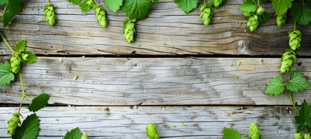 Wooden Background with Green Hopsの素材