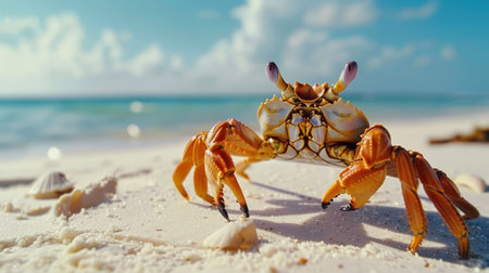 Intriguing Crab Close-Up, Coastal Delights Unveiledの素材