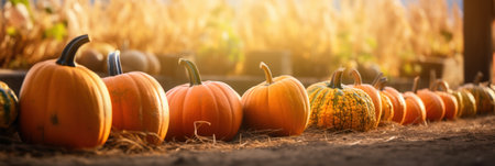 Autumn Harvest: Fresh Pumpkins on Farmの素材