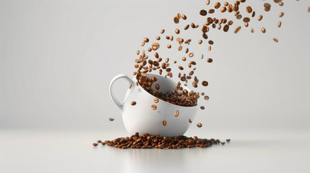 Whiplash Style, Coffee Cup and Beans Compositionの素材