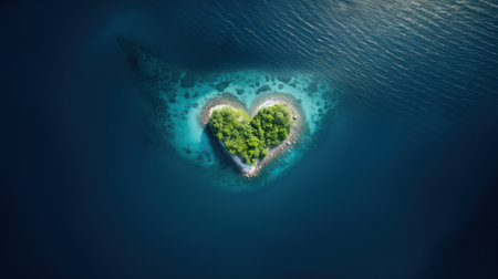 Lonely Heart-Shaped Island Surrounded by the Oceanの素材