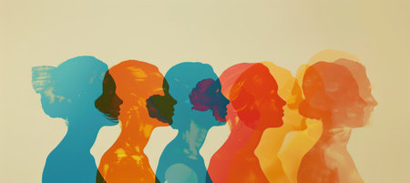 Modern Diversity, Colorful Profiles Against Light Backgroundの素材