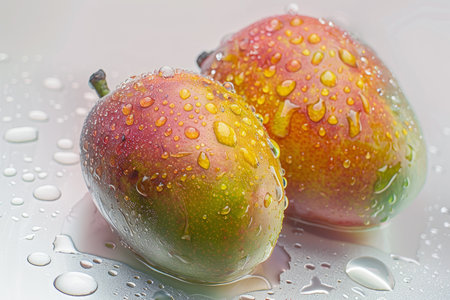 Summer's Bounty, Fresh Mangoes in Vivid Displayの素材