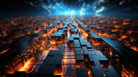 Data Technology Seamless Background, Abstract Digital Networkの素材