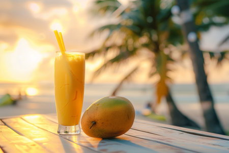 Tropical Mango Shake in Coastal Paradiseの素材