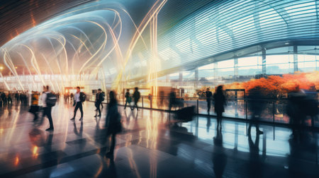 Busy Airport Terminal Long Exposureの素材