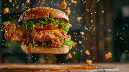 Dynamic Chicken Burger, A Flurry of Flavor in Every Biteの素材