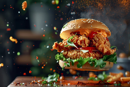 Dynamic Chicken Burger, A Flurry of Flavor in Every Biteの素材