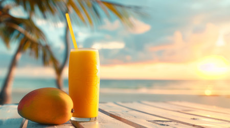 Tropical Mango Shake in Coastal Paradiseの素材