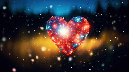 Minimalist Heart-Shaped Light Image with Colorful Light Streaksの素材