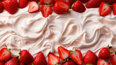 Delicious Yogurt and Strawberry Seamless Backgroundの素材