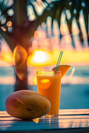 Tropical Mango Shake in Coastal Paradiseの素材