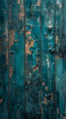 Vintage Teal Paint Texture on Old Wooden Wallの素材