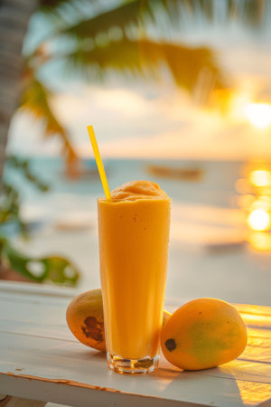 Tropical Mango Shake in Coastal Paradiseの素材