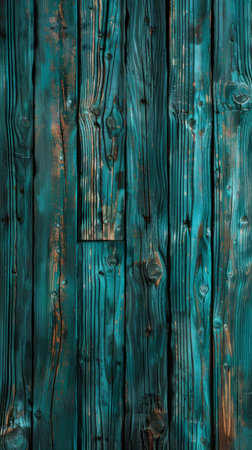 Vintage Weathered Wood Wall with Dark Green & Turquoise Planksの素材