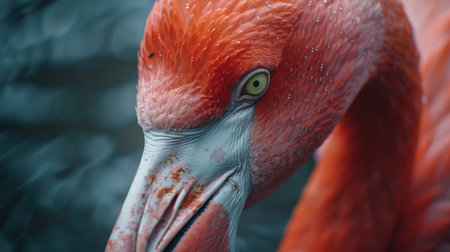 Vivid Pink Flamingo Close-Up, Exquisite Detail and Skin Textureの素材