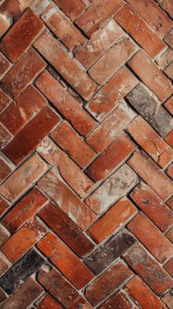 Terracotta Herringbone Pattern, Close-Up Texture Backgroundの素材