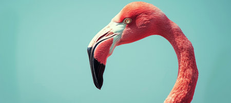 Pastel Flamingo Portrait, Close-Up Profile Shot with Soft Lightingの素材