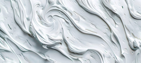 Delicious Vanilla Ice Cream Close-Up on Frosty White Backgroundの素材