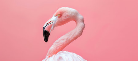 Pastel Flamingo Portrait, Close-Up Profile Shot with Soft Lightingの素材