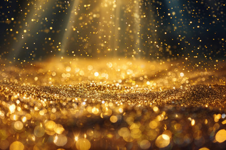 Golden Glitter Sparkle, Radiant Illumination in Dark Surroundingsの素材