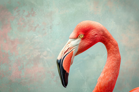 Pastel Flamingo Portrait, Close-Up Profile Shot with Soft Lightingの素材